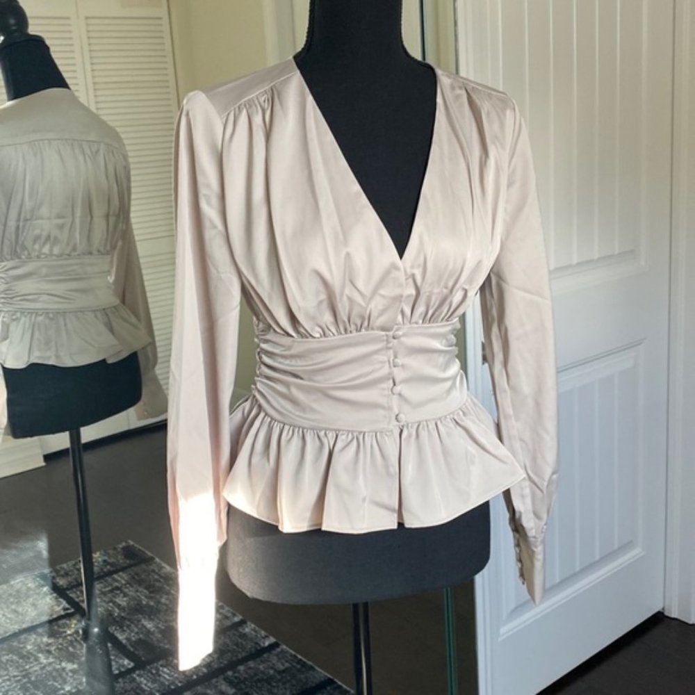 Jason Wu silver/gray silk buttoned blouse size s, m.